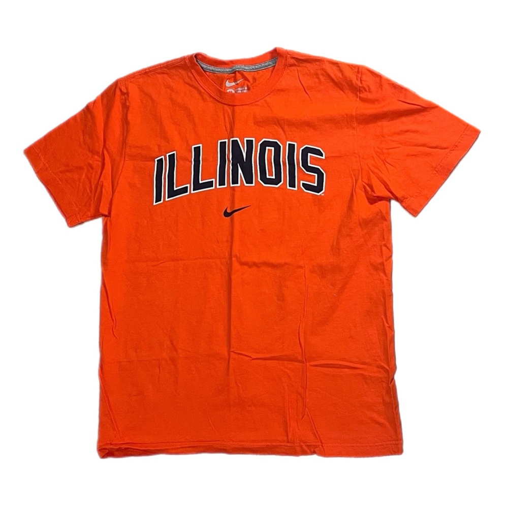 Used Nike Illinois Fighting Illini Orange Short Sleeve Shirt Size Medium